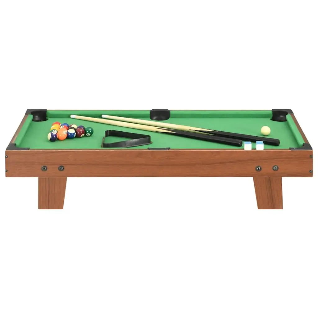 Mini Pool Table 92x52x19cm Portable Billiards Game Tabletop Set Brown Green