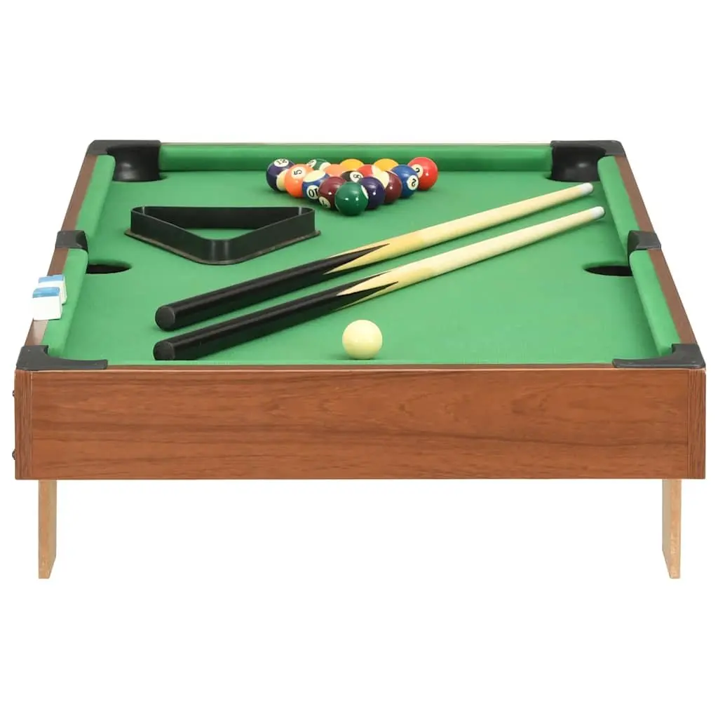 Mini Pool Table 92x52x19cm Portable Billiards Game Tabletop Set Brown Green