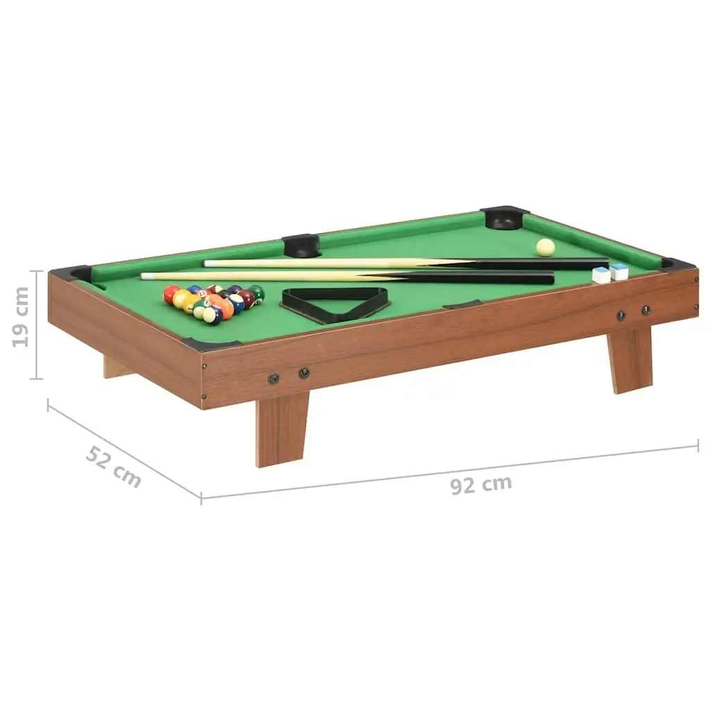 Mini Pool Table 92x52x19cm Portable Billiards Game Tabletop Set Brown Green