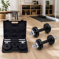 Dumbbell Set 15kg Cast Iron Free Weights Home Gym Training Chest Biceps Triceps