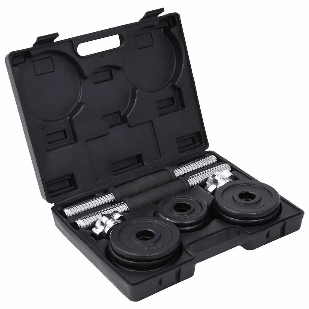 Dumbbell Set 15kg Cast Iron Free Weights Adjustable for Home Gym Training Black