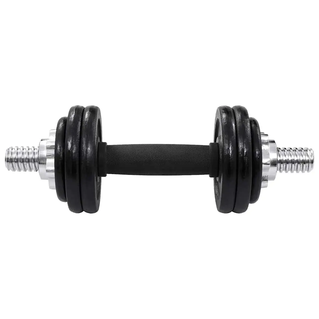 Dumbbell Set 15kg Cast Iron Free Weights Adjustable for Home Gym Training Black
