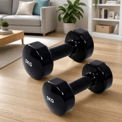 Cast Iron Dumbbell Pair 2x5kg Home Gym Free Weights Strength Training Exercise