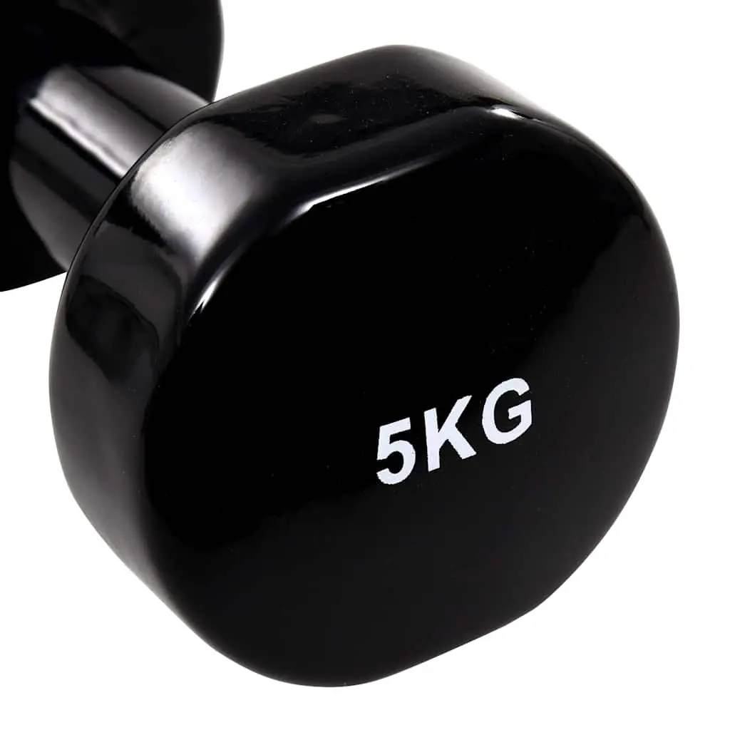 Cast Iron Dumbbell Pair 5kg Green Vinyl Coated Ergonomic Handle Compact Strength Training