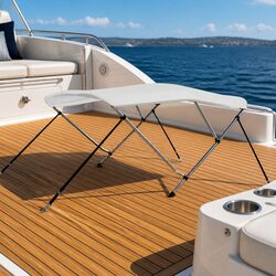 Boat Bimini Top 3-Bow Frame Canopy White 183x180x137cm Sun Shade Marine Cover