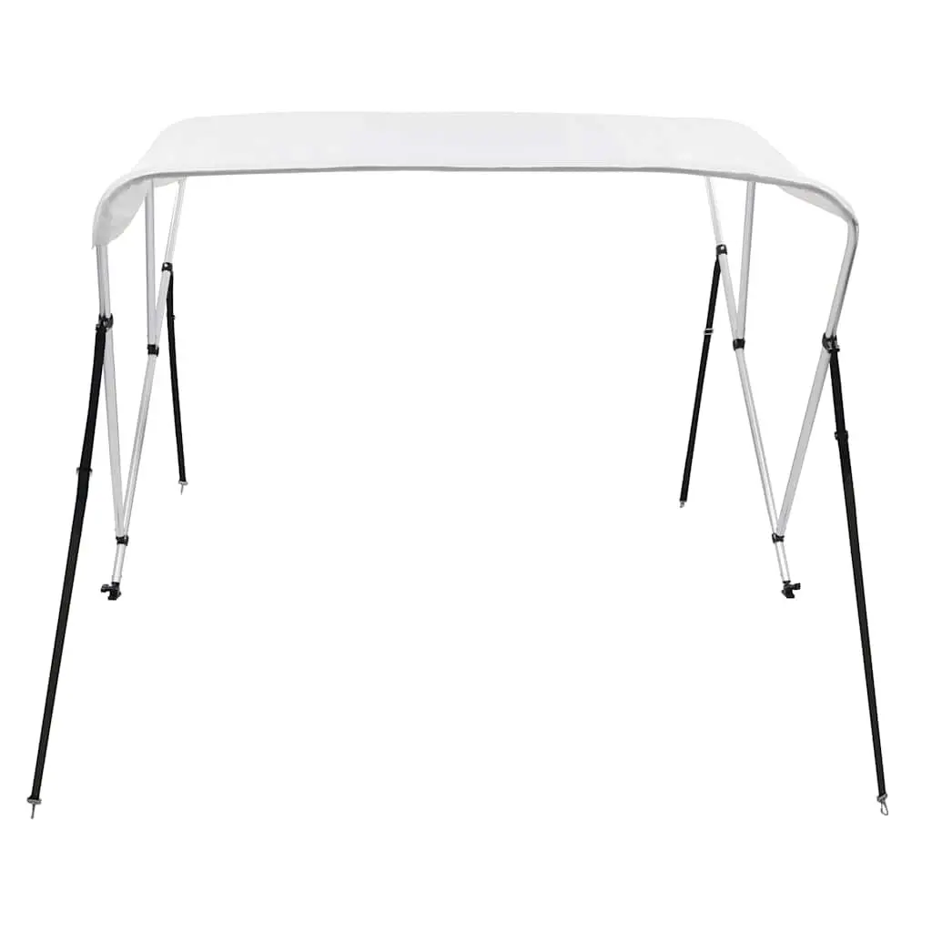 Boat Bimini Top 3 Bow Canopy Adjustable Width 185 to 198 cm White Sun Shade Marine Protection