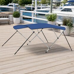 Boat Bimini Top 3 Bow Frame Canopy Sun Shade Adjustable Width Marine Blue