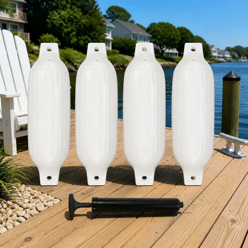 Boat Fenders Inflatable Mooring Protection 41 x 11.5 cm Black 4 Piece