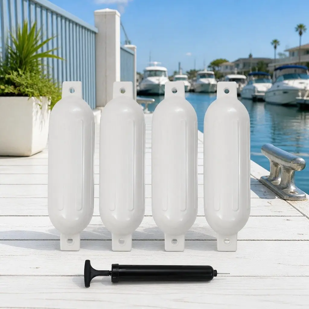 Boat Fenders Inflatable Mooring Protection 51x14 cm White 4 Piece