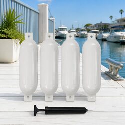 Boat Fenders 4 pcs White 51x14 cm Inflatable Mooring Protection Docking