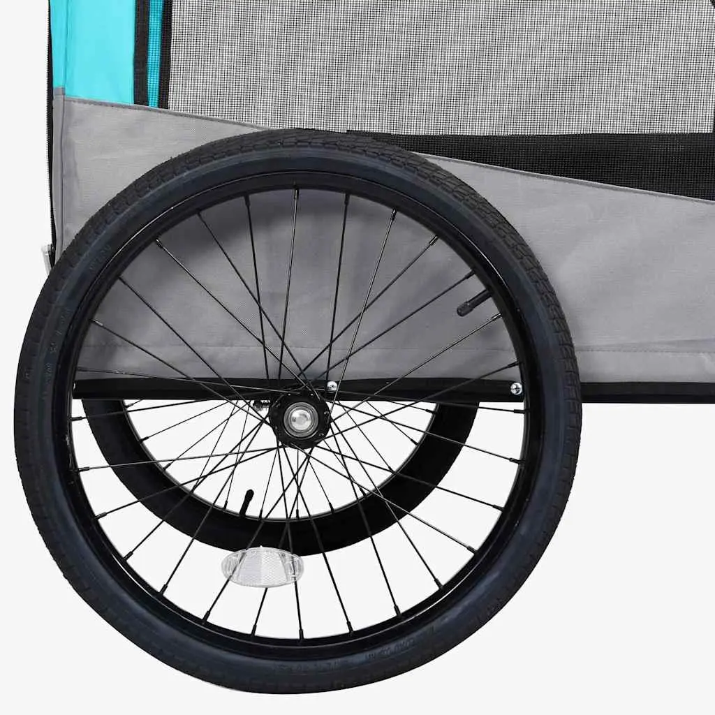 Pet Bike Trailer Jogging Stroller 2-in-1 Convertible Blue Grey