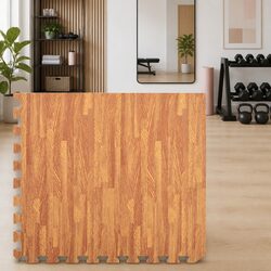 Exercise Floor Mats 12 pcs Wood Grain Pattern EVA Foam Puzzle Tiles 4.32 m²