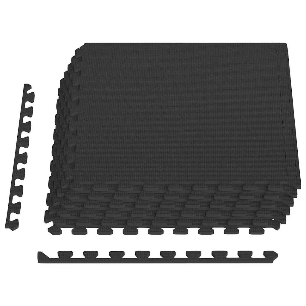 Exercise Floor Mats Puzzle Interlocking 6 Piece Black EVA Foam