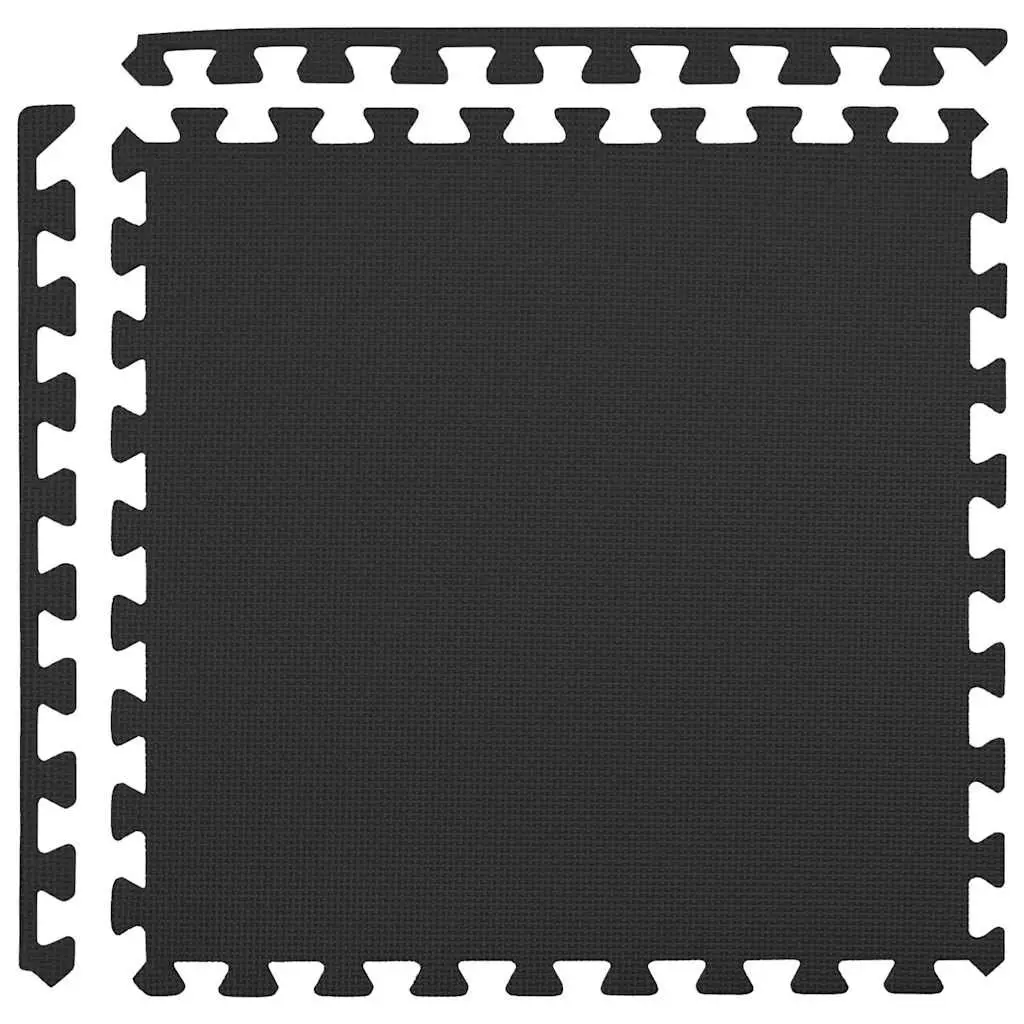 Exercise Floor Mats Puzzle Interlocking 6 Piece Black EVA Foam