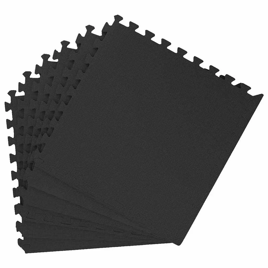 Exercise Floor Mats Interlocking Foam Padding 12 Piece Black