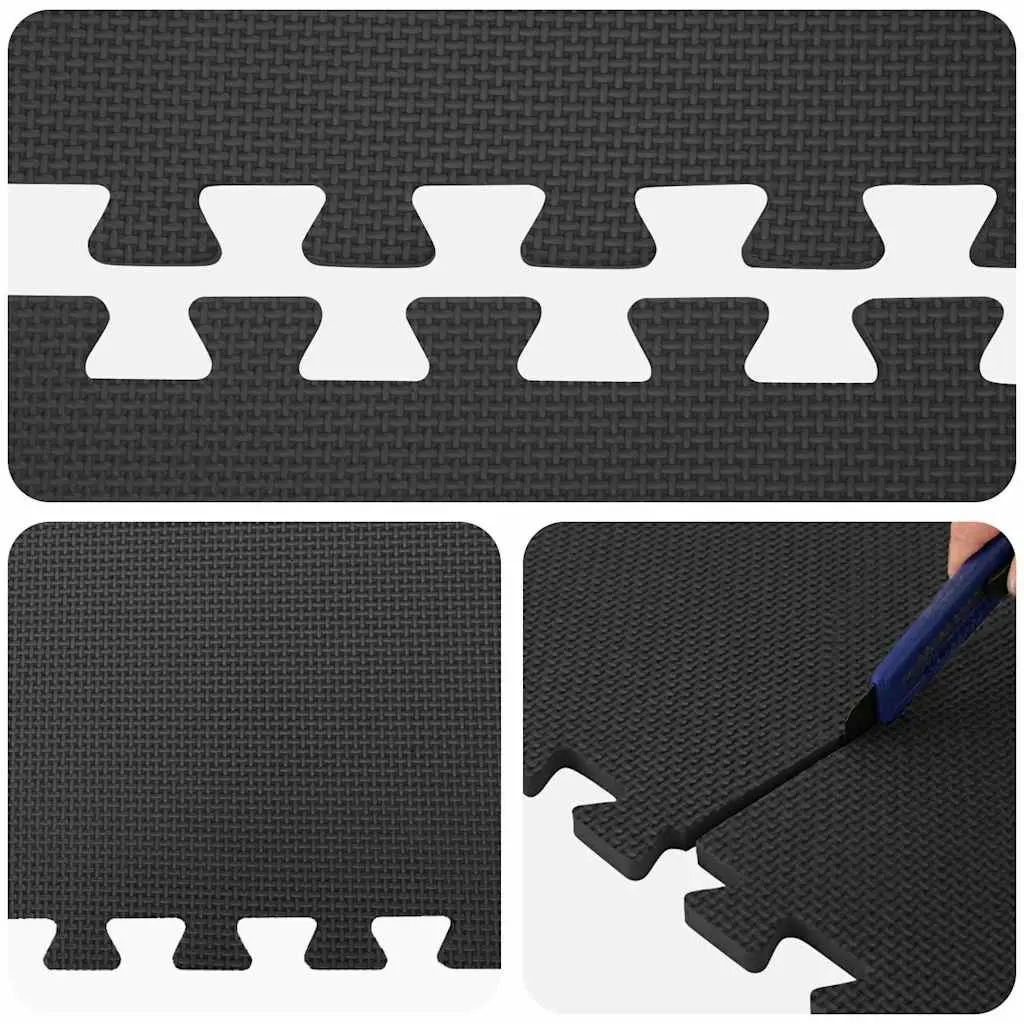 Exercise Floor Mats Interlocking Foam Padding 12 Piece Black