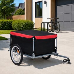 Bike Trailer 65kg Load Capacity Steel Frame Foldable Cargo Bicycle Accessory