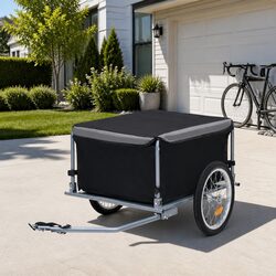 Bike Trailer 65kg Capacity Steel Frame Foldable Cargo Commute Tour Bicycle