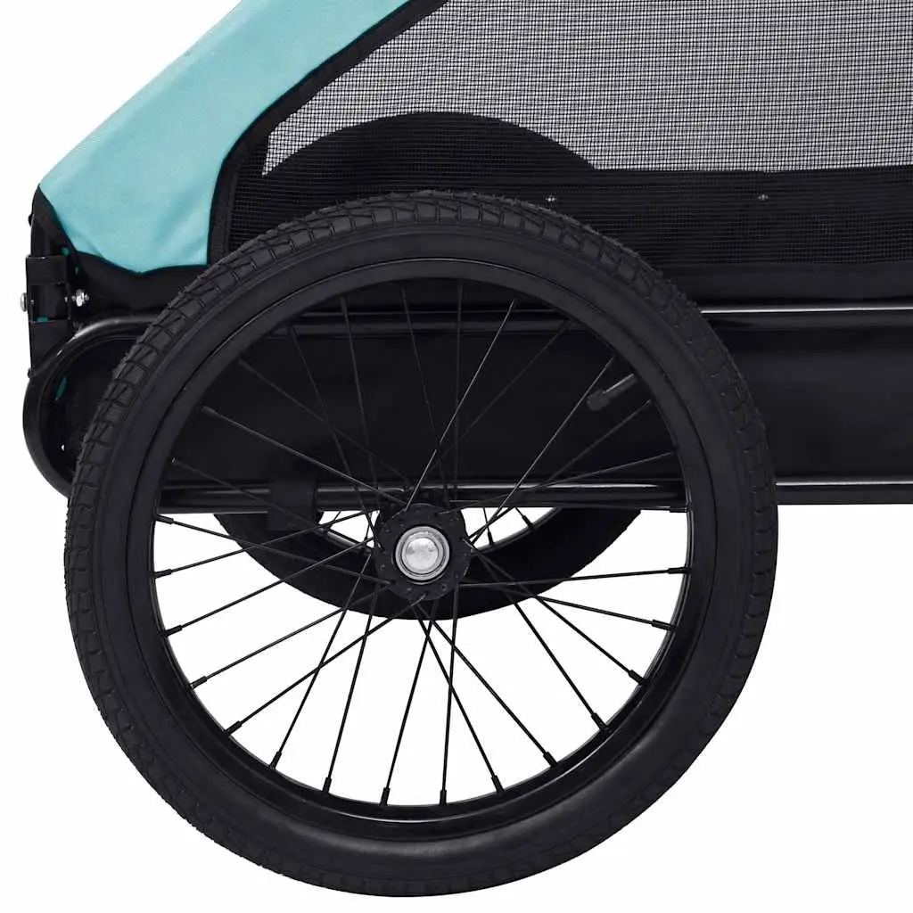 Pet Bike Trailer Folding Blue Steel Frame Oxford Fabric with Mesh Windows Quick Release Hitch