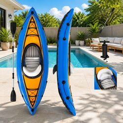 1 Person Inflatable Kayak Recreational Sit-On-Top Kayak Lake River Fishing
