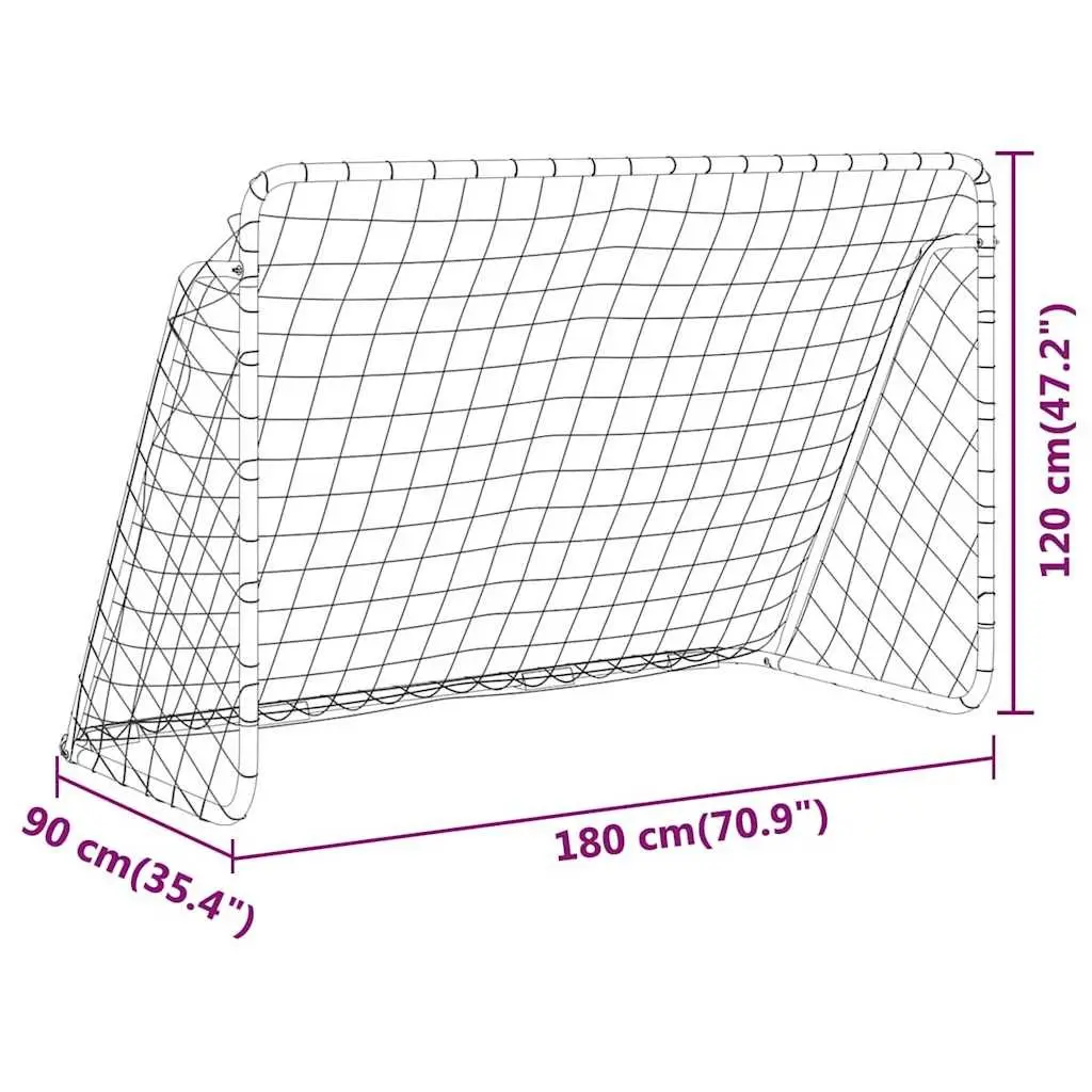 Football Goal Steel Frame Weather-Resistant Polyester Net 180x90x120 cm White