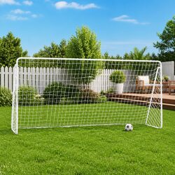 Football Goal with Net White 366x122x182cm Steel Frame Adults Soccer Training