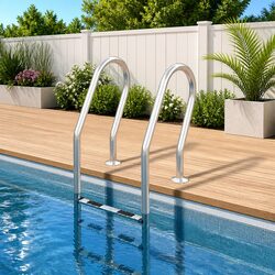 Pool Ladder 54x38x158cm Stainless Steel Steps Non-Slip Handrail Curved Design