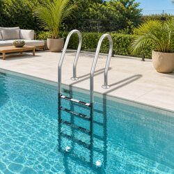 Pool Ladder 54x38x211 cm Stainless Steel Swimming Steps Non-Slip Handrail