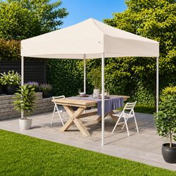 Folding Party Tent 2x2m Cream Outdoor Pavilion Garden Canopy Gazebo Shelter