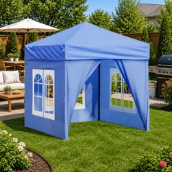 Folding Party Tent with Sidewalls Blue 2x2m Outdoor Canopy Gazebo Camping