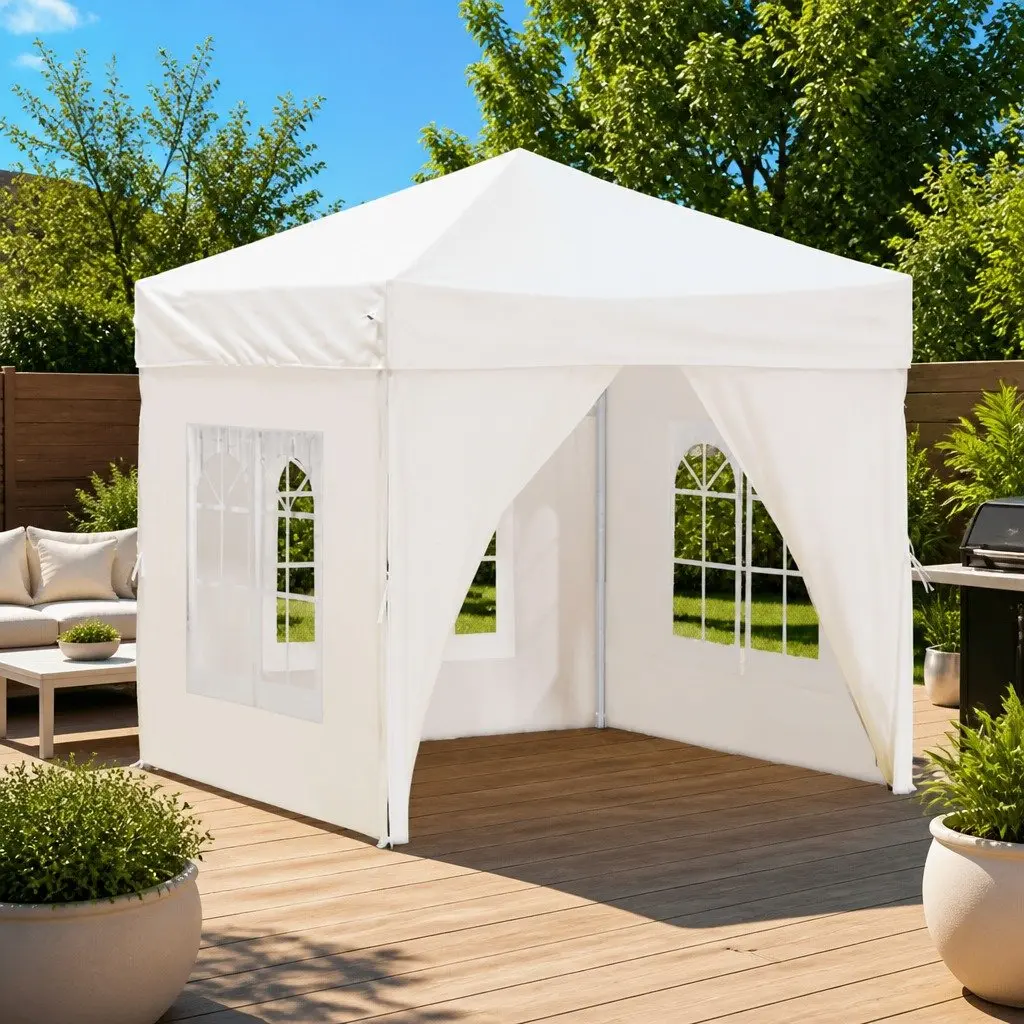 Folding Party Tent Cream 2x2m with Sidewalls Outdoor Gazebo Canopy