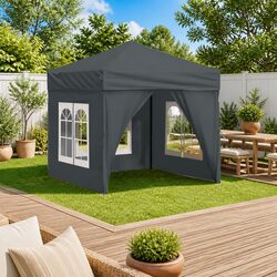 Folding Party Tent 2x2m Anthracite Outdoor Gazebo Canopy Sidewalls Marquee