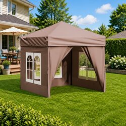 Folding Party Tent with Sidewalls Taupe 2x2m Outdoor Canopy Gazebo Marquee