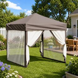 Folding Party Tent Sidewalls Outdoor Canopy Marquee Gazebo 2x2m Taupe Garden