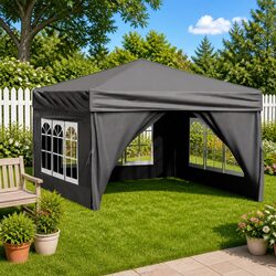 Folding Party Tent with Sidewalls Anthracite 3x3m Outdoor Canopy Gazebo