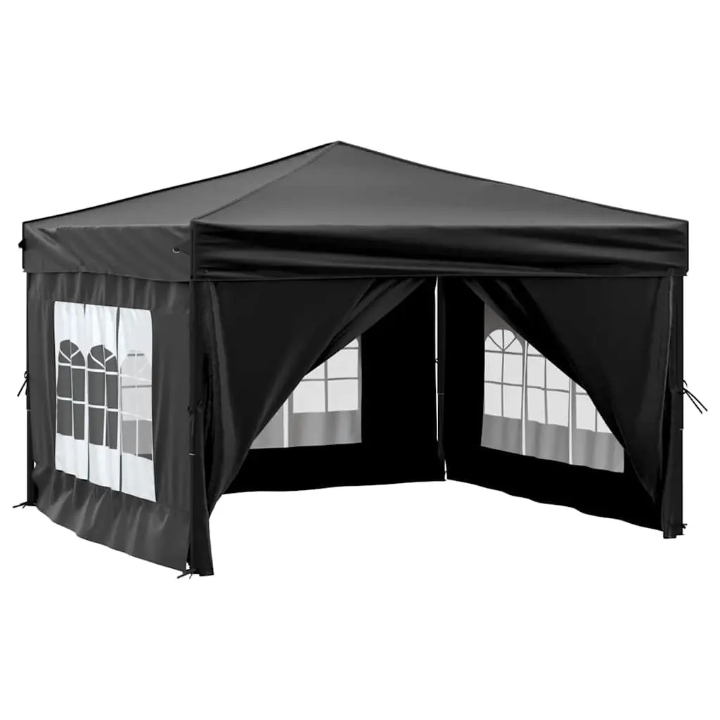 Folding Party Tent Outdoor Gazebo 3x3m Black Portable with Sidewalls