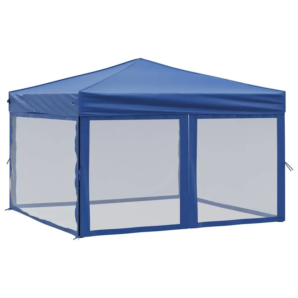 Folding Party Tent with Sidewalls 3x3m Blue Outdoor Canopy Gazebo