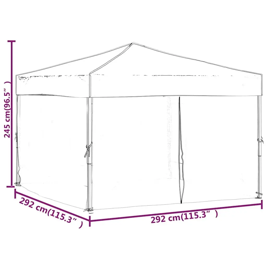 Folding Party Tent with Sidewalls 3x3m Portable Black Outdoor Canopy Gazebo
