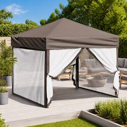 Folding Party Tent with Sidewalls 3x3m Outdoor Canopy Gazebo Taupe Portable