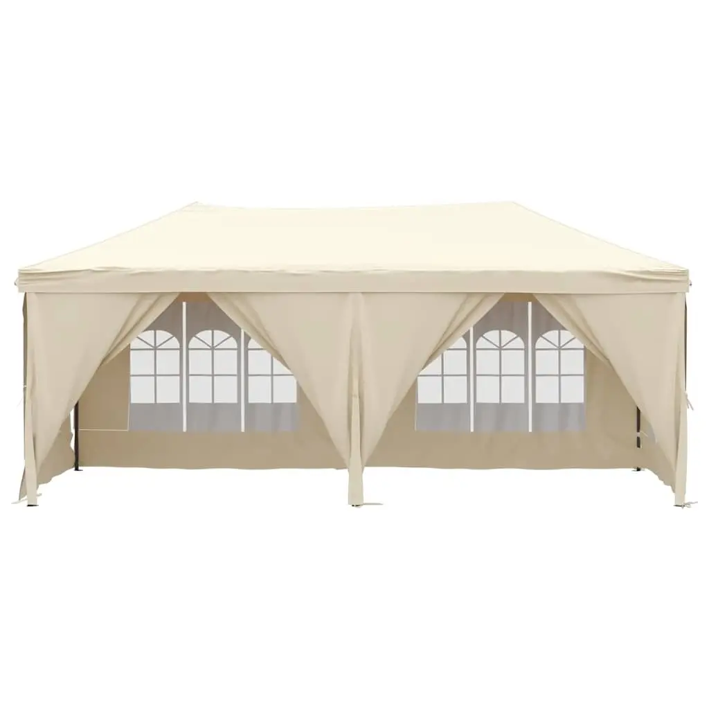 Folding Party Tent with Sidewalls 3x6m Cream Outdoor Canopy Gazebo Foldable Marquee