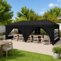 Folding Party Tent with Sidewalls Black 3x6 m Outdoor Canopy Gazebo Camping