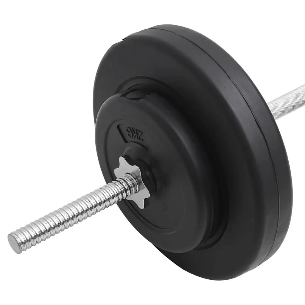 Barbell Set 30kg Chrome Plated Steel Red Plates Weight Training Home Gym Exercise Fitness