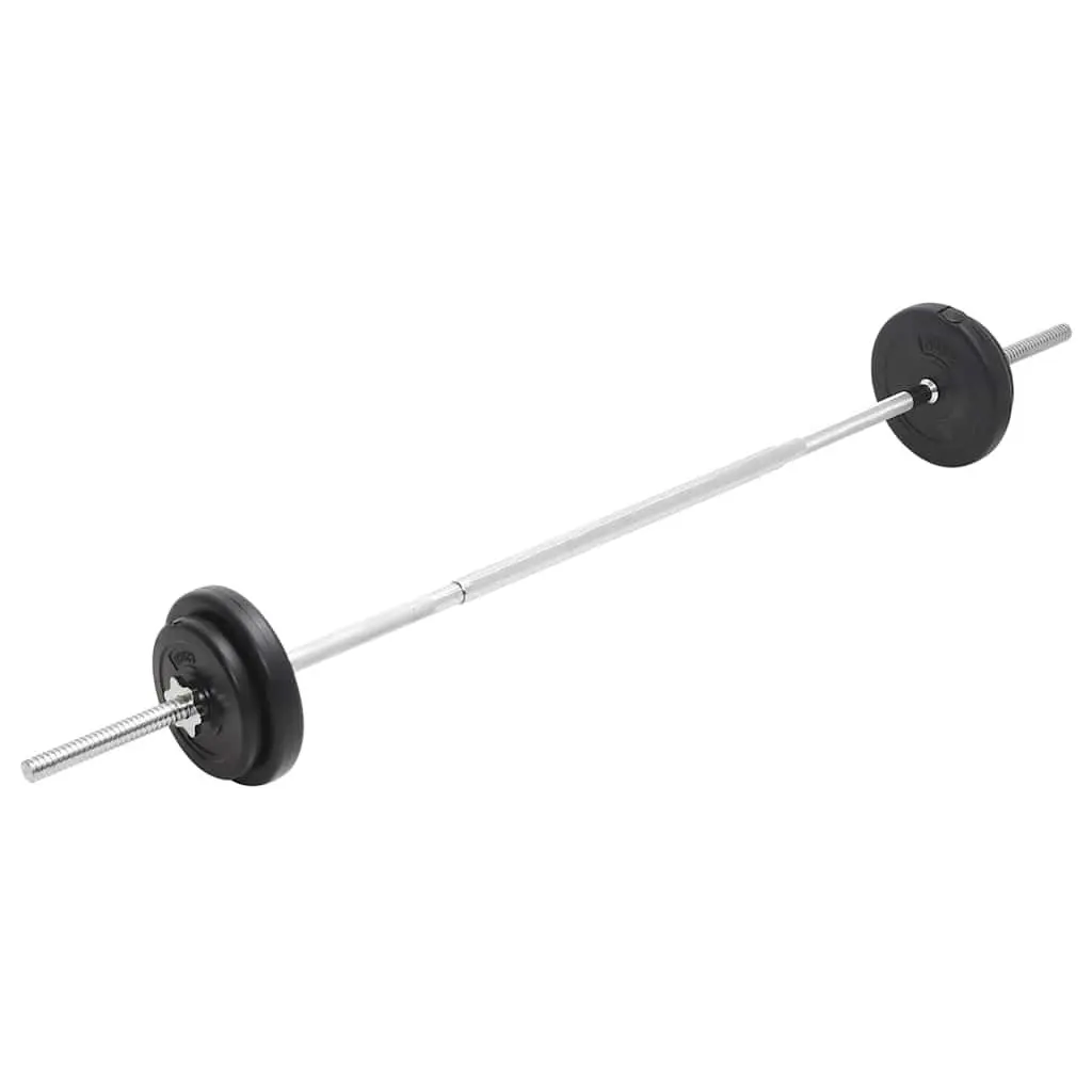 Barbell and Dumbbell Set 30kg Chrome Plated Steel Black Free Weights Home Gym Training Exercise Equipment