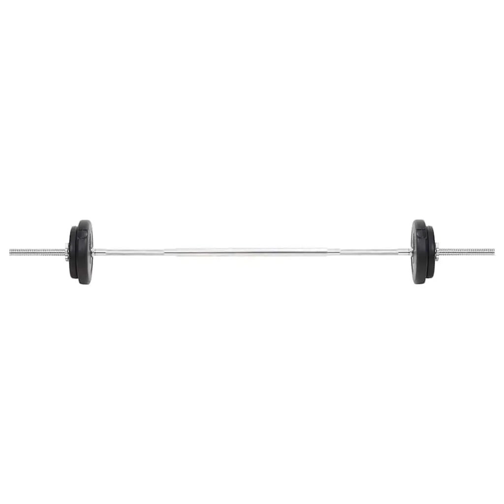 Barbell and Dumbbell Set 30kg Chrome Plated Steel Black Free Weights Home Gym Training Exercise Equipment