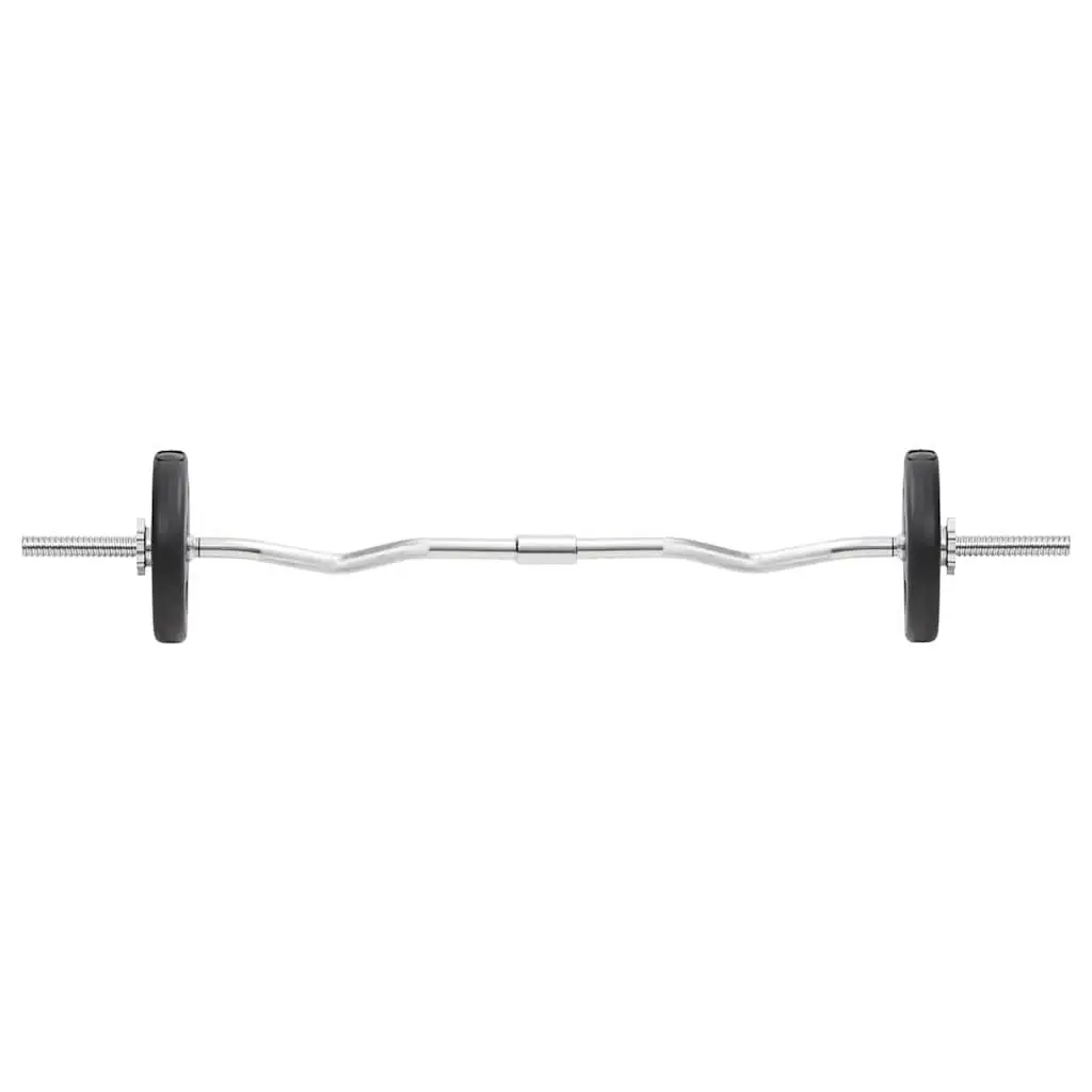 Barbell and Dumbbell Set 30kg Chrome Plated Steel Black Free Weights Home Gym Training Exercise Equipment