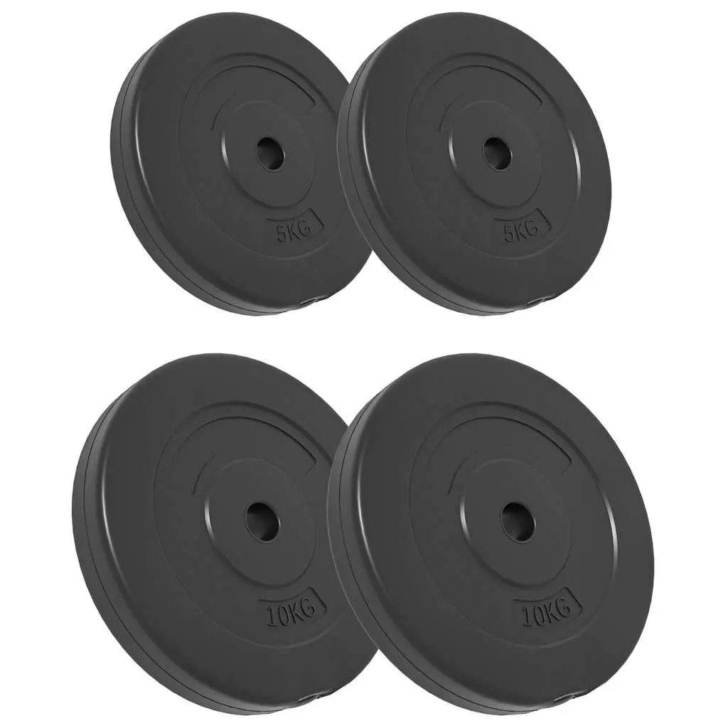 Weight Plates Cement 30 kg Home Gym Training 4 pcs Black