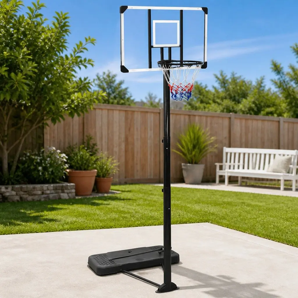 Basketball Hoop Stand Adjustable Height 256-361cm Transparent Polycarbonate