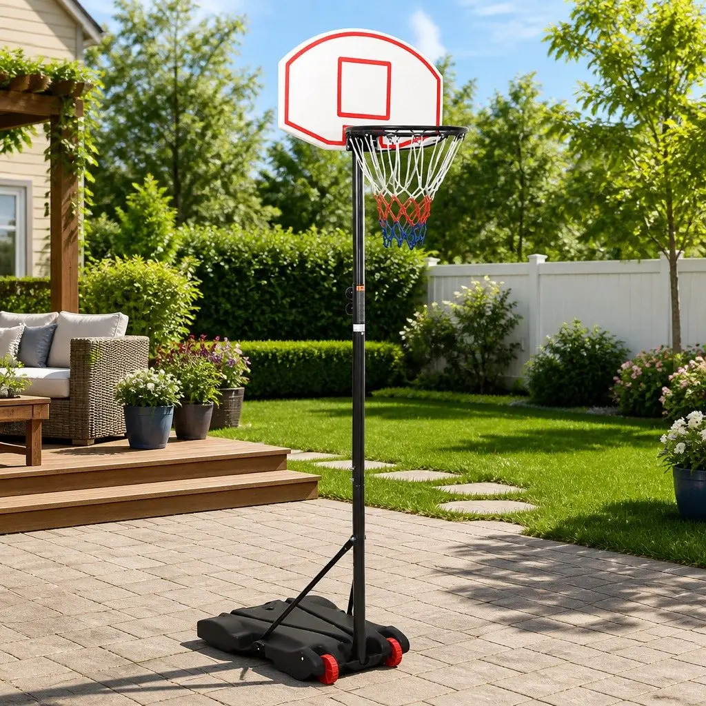 Basketball Hoop Adjustable Height 216-250cm Portable White