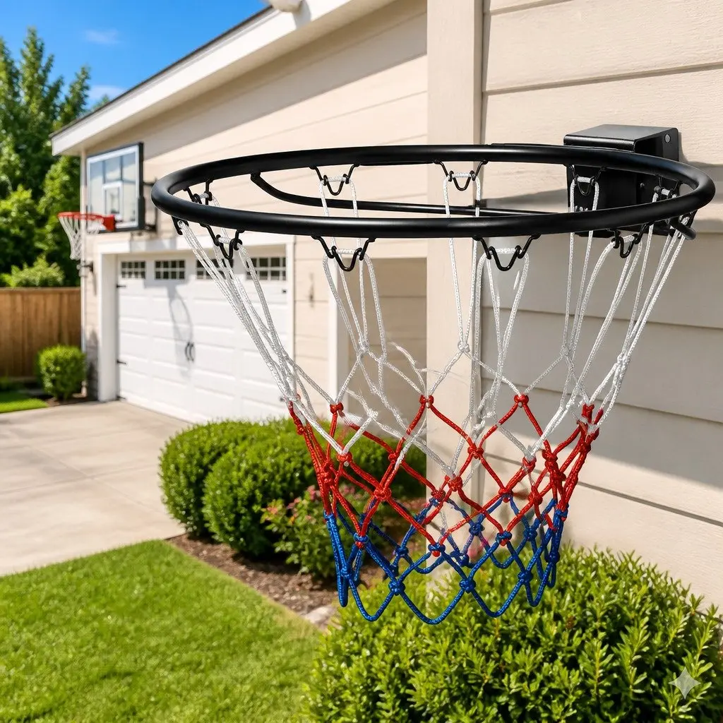 Basketball Rim Steel 45cm Black Wall Mount Indoor Outdoor