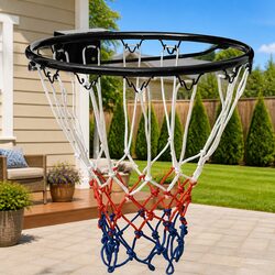 Basketball Rim 39 cm Wall-Mounted Steel Ring Nylon Net Indoor Outdoor Sport